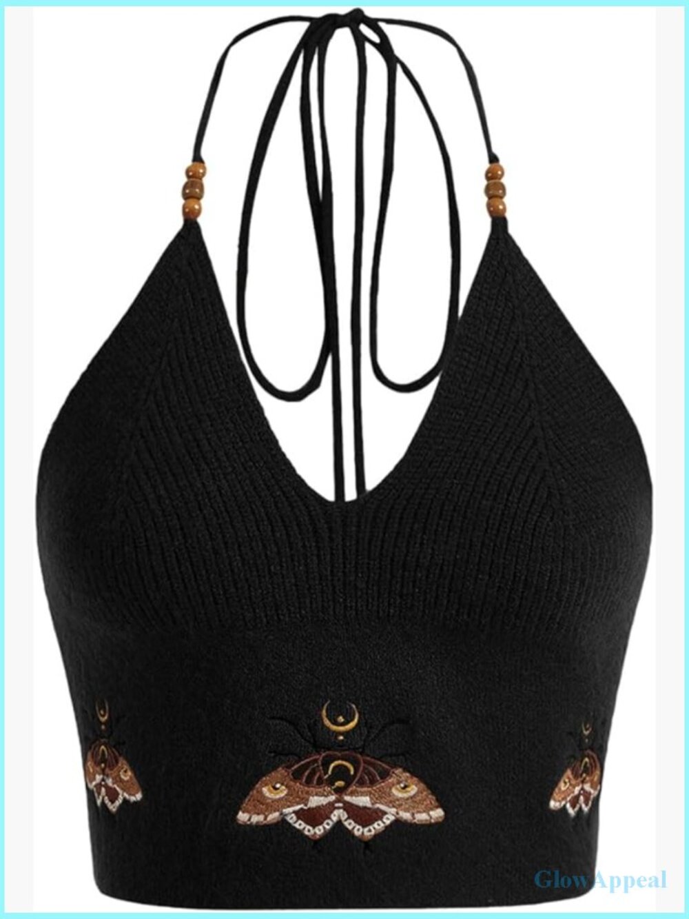 Y2k Halter Crop Top Embroidered Beaded Boho Western Cowgirl Festival